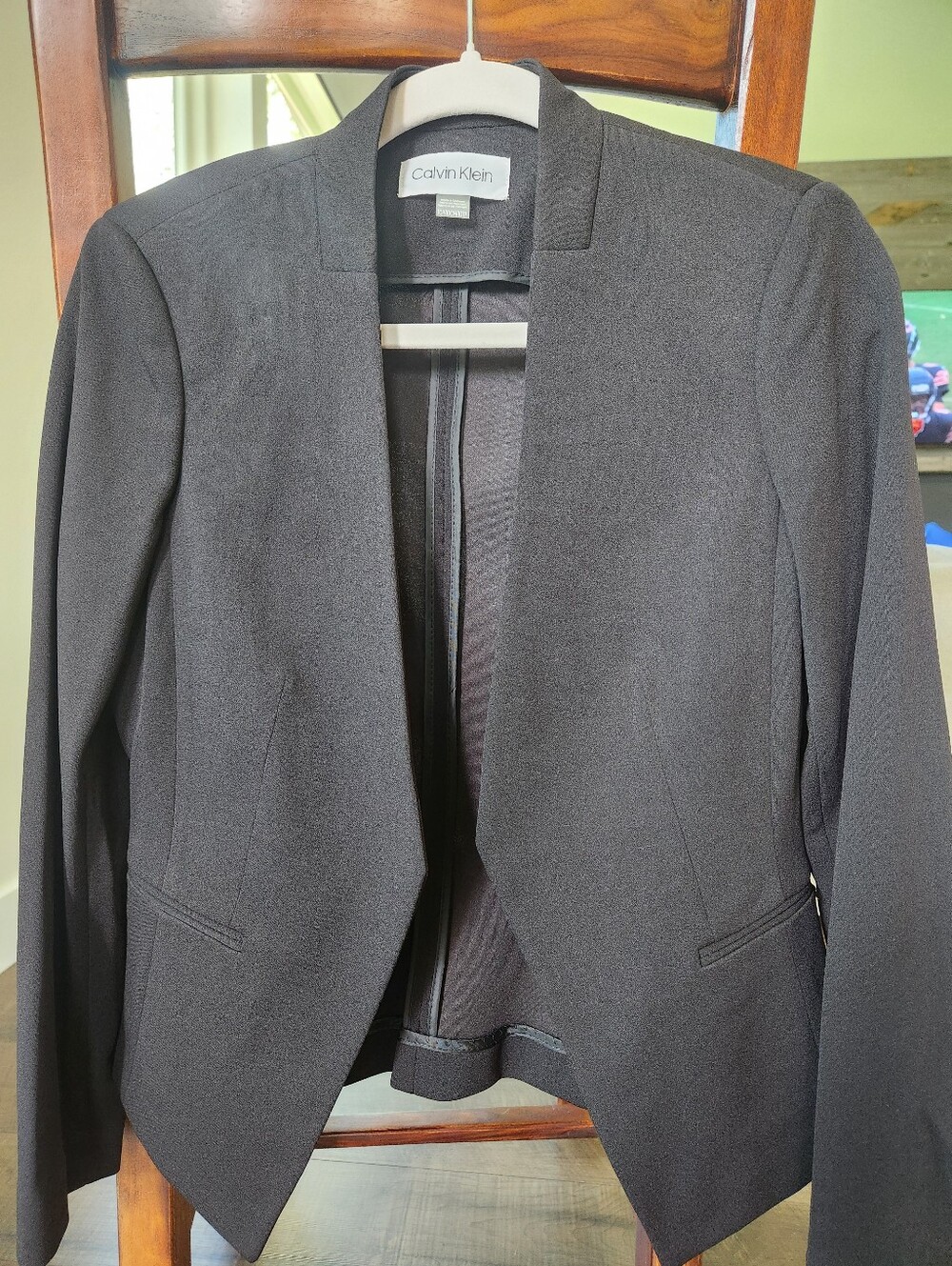 Calvin Klein Women's Black Collarless Open Blazer - NWOT